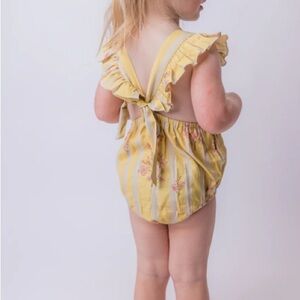 Yellow Floral Striped Kids One Piece